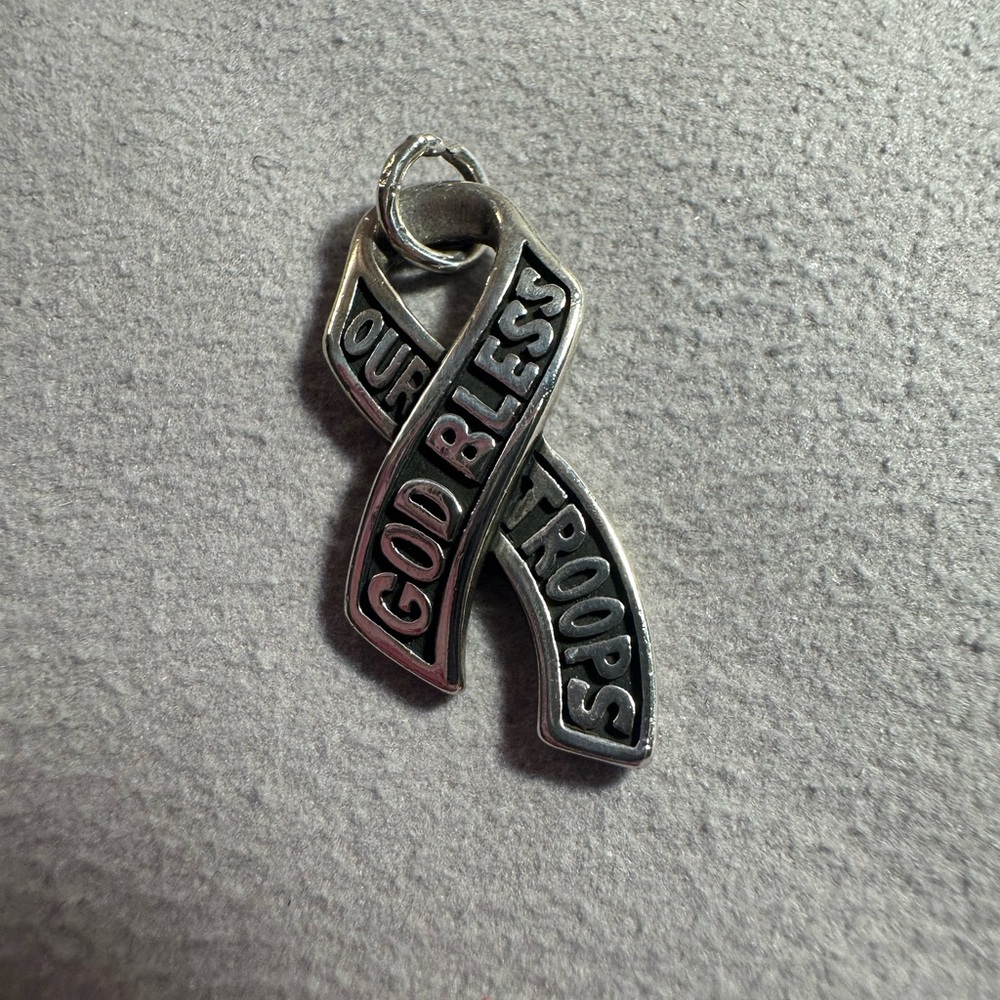 James Avery Silver 'God Bless Our Troops' Bracelet Charm